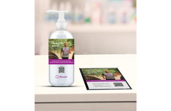 Branded sanitizer bottle & antimicrobial counter mat