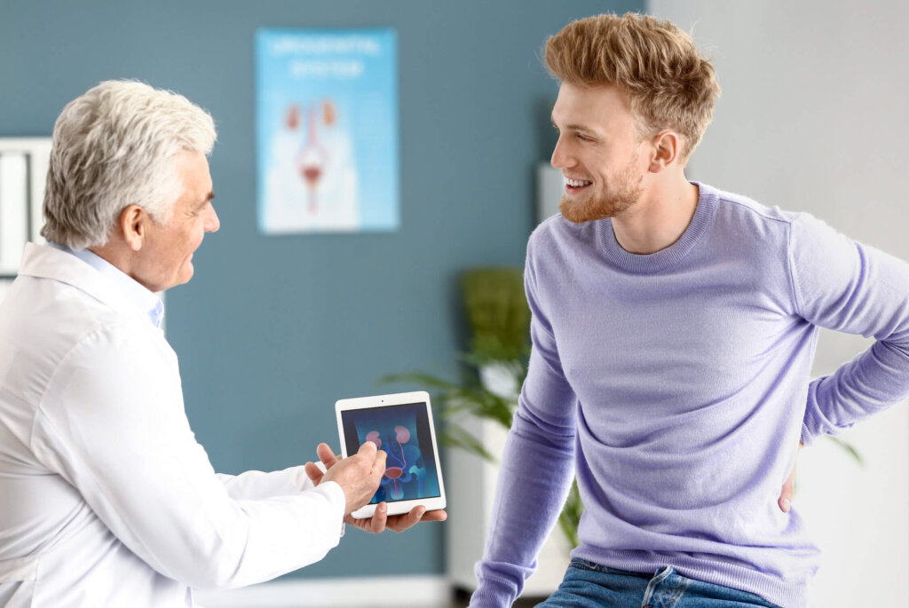 Male patient at healthcare visit